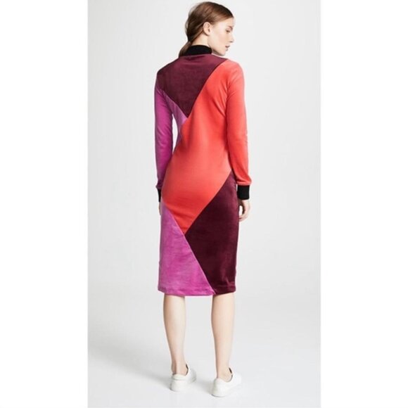 Splendid x Margherita MISSONI Velour Color-block Mock Neck Midi Dress, Size XS - Picture 2 of 5